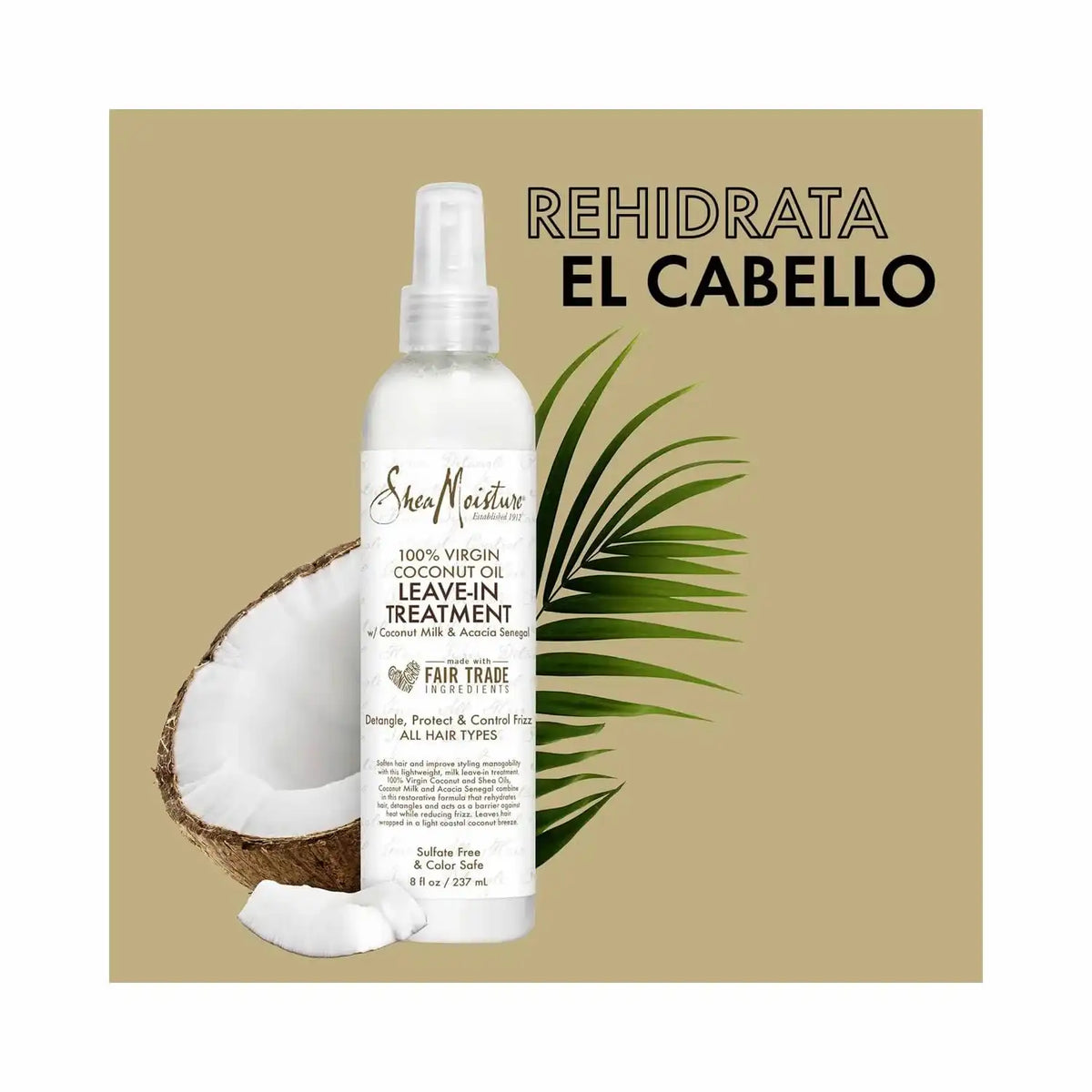 SheaMoisture 100 Percent Virgin Coconut Oil Leave-In Treatment, 8 Ounce, (Pack of 2)