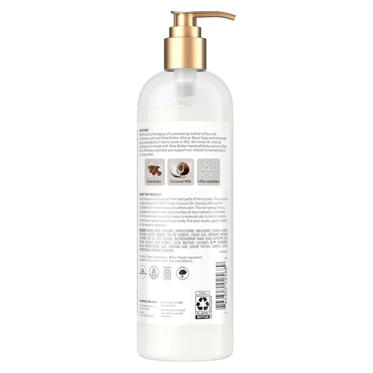 SheaMoisture Daily Hydration Body Lotion with 100% Virgin Coconut Oil, Shea Butter, Coconut Milk and Pro-Ceramides, Quickly Nourish & Soften Skin, 24H Moisturizing 16 oz (Pack of 4)