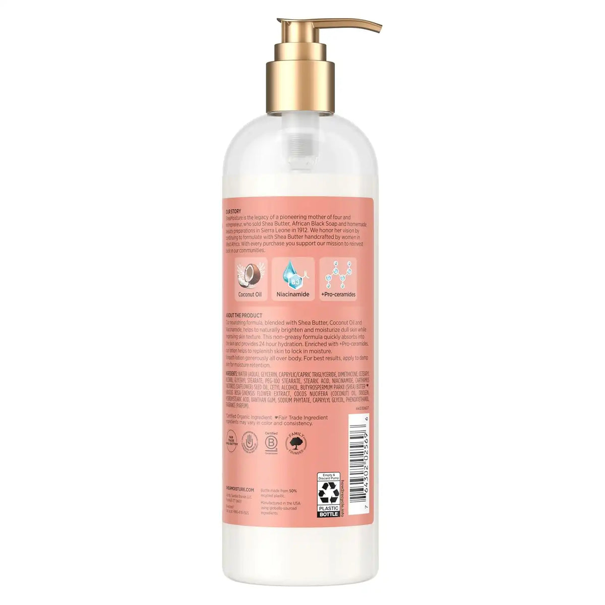 SheaMoisture Illuminating Body Lotion with Coconut Oil, Hibiscus, Niacinamide and Pro-Ceramides, Instantly Enhancing Skin's Natural Glow, 24H Moisturizing 16 oz, (Pack of 2)