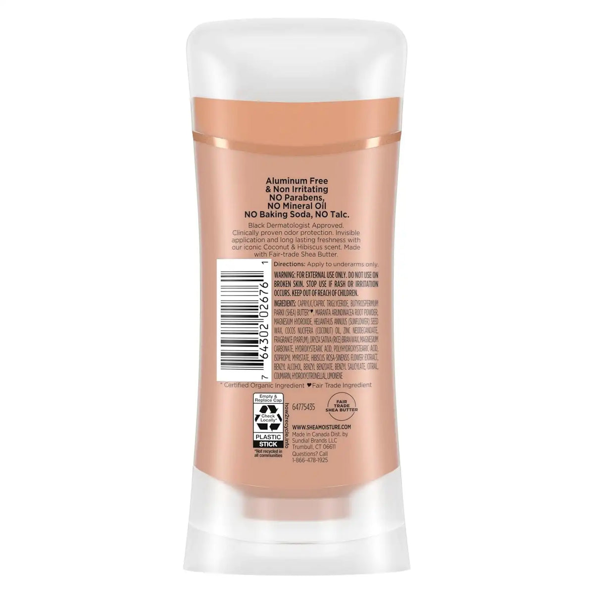SheaMoisture Deodorant Stick Coconut & Hibiscus Fresh 2.6 oz
