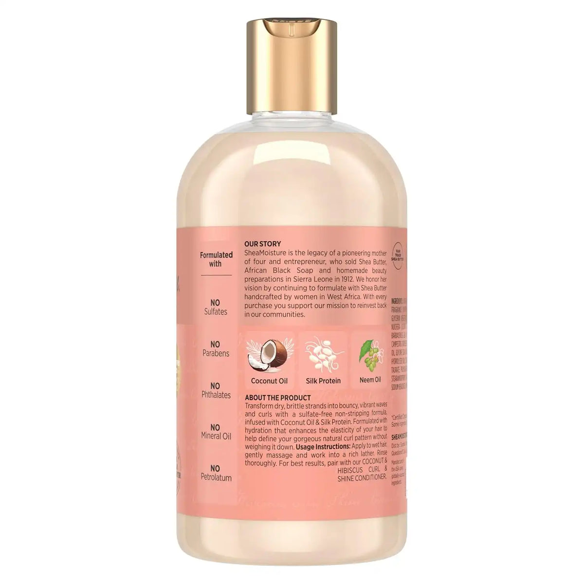 Shea Moisture Curl and Shine Coconut Shampoo Coconut & Hibiscus for Curly Hair Paraben Free Shampoo 13 oz (Pack of 4)