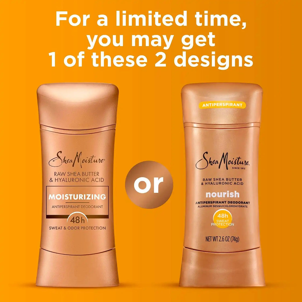 SheaMoisture Antiperspirant Deodorant Stick Moisturizing Raw Shea Butter & Hyaluronic Acid 2 Count for 48HR Sweat & Odor Protection with No Parabens & No Mineral Oil 2.6 oz