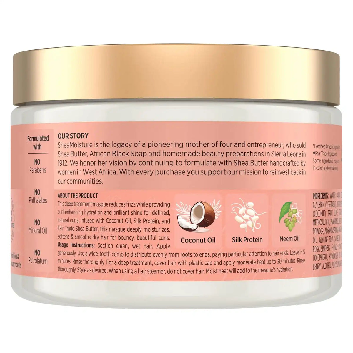 SheaMoisture Hair Mask Coconut & Hibiscus for Dry Curls Hair Mask with Shea Butter 11.5 oz, (Pack of 2)