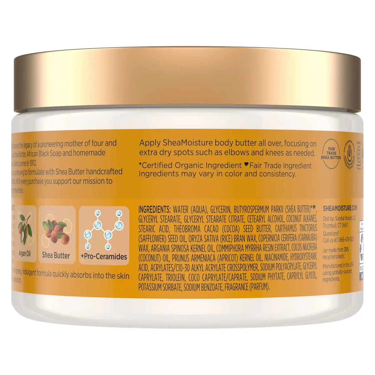 SheaMoisture Deeply Moisturizing Body Butter with Raw Shea Butter, Argan Oil and Pro-Ceramides, Rich Hydration & Healing of Dry Skin, 48H Moisturizing 11.5 oz (Pack of 12)