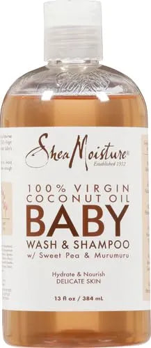 SheaMoisture Baby Wash and Shampoo 100% Virgin Coconut Oil for Baby Skin Cruelty Free Skin Care 13 oz (Pack of 2)