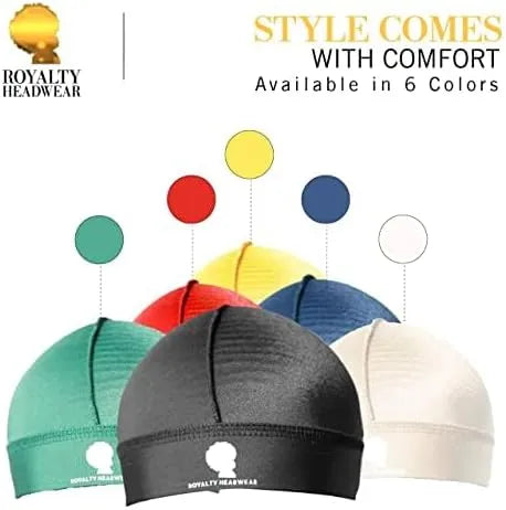 Royalty Headwear Silky Wave Cap for 360, 540 & 720 Waves, Soft Breathable Durag Skull Cap Beanie for Men