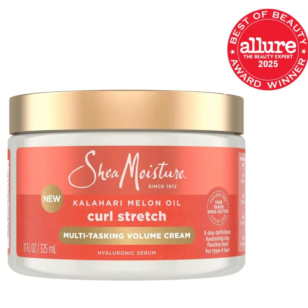 SheaMoisture Curl Stretch Multi-tasking Volume Cream Kalahari Melon Oil and a Tropical Vacation Scent With Hydrating Hyaluronic Serum, Defines Type 4 Curls For Days 11 Fl Oz, (Pack of 2)