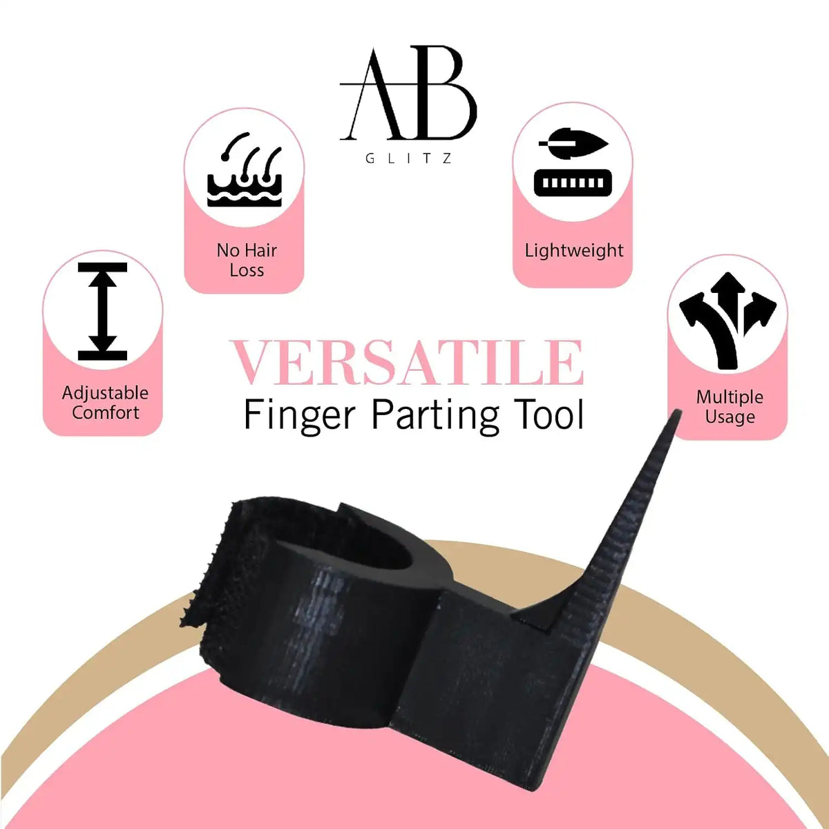 Royalty Headwear The Braid Aid Adjustable Parting Tool - Stitch Braiding Aid, Lightweight Hair Separating Comb for All Hair Types - Black