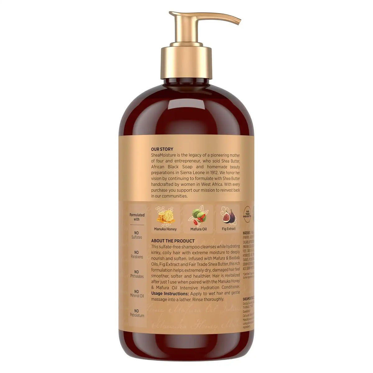 Shea Moisture Intensive Hydration Shampoo Manuka Honey & Mafura Oil, For Extra Dry, Damaged Hair, Sulfate-Free, 24 Fl Oz (Pack of 6)
