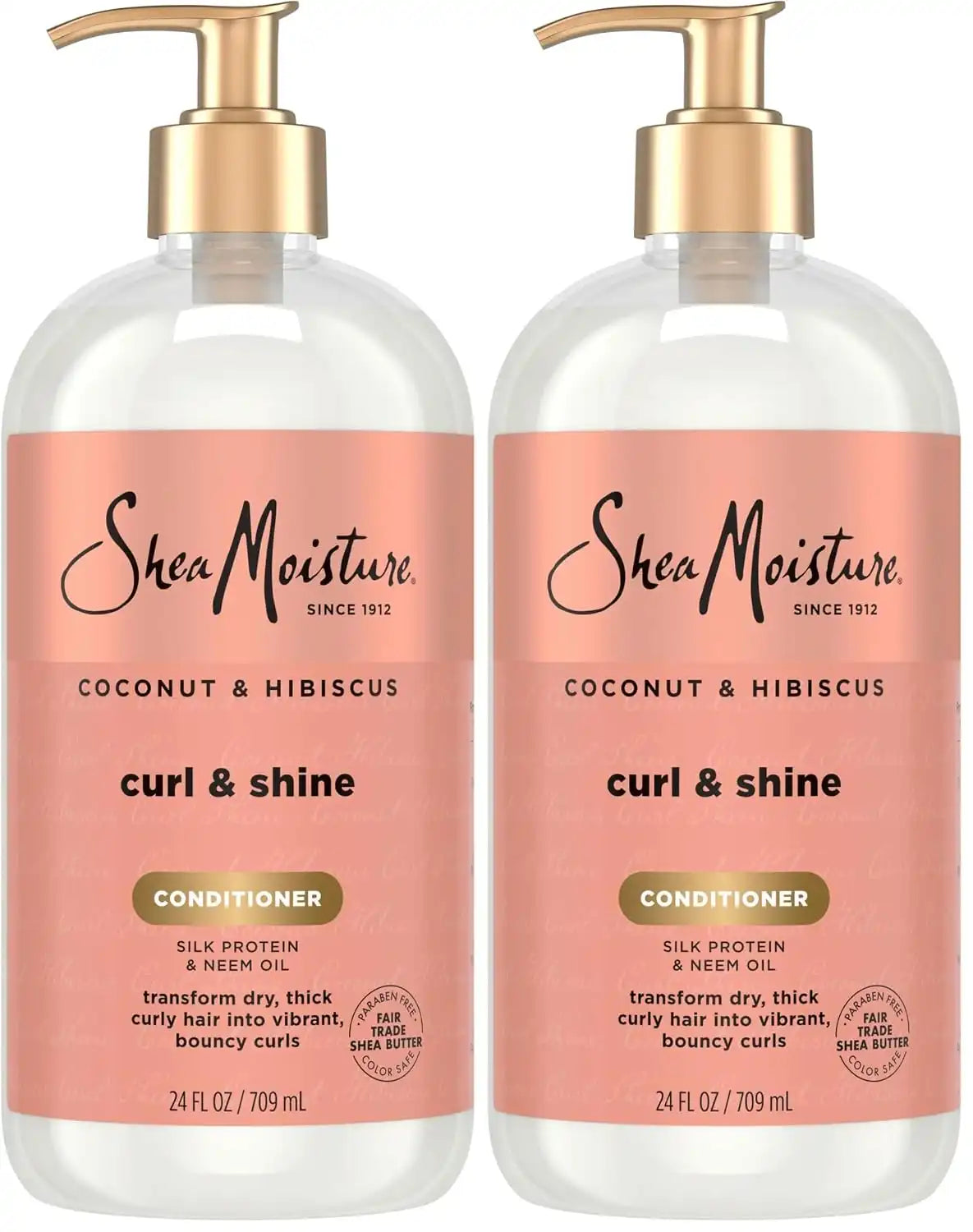SheaMoisture Curl & Shine Conditioner Coconut & Hibiscus,for Thick,Curly Hair,to Moisturize-& Soften,24 oz,(Pack of 2)