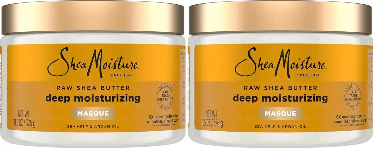 SheaMoisture Raw Shea Butter Deep Moisturizing Hair Masque for Curly Hair Raw Shea Butter Deep Conditioner to Moisturize and Renew-Hair 11.5 oz,(Pack of 2)