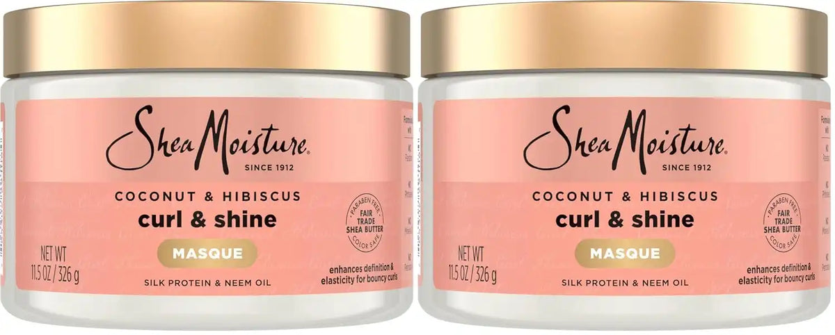 SheaMoisture Hair Mask Coconut & Hibiscus for Dry Curls Hair Mask with Shea Butter 11.5 oz, (Pack of 2)