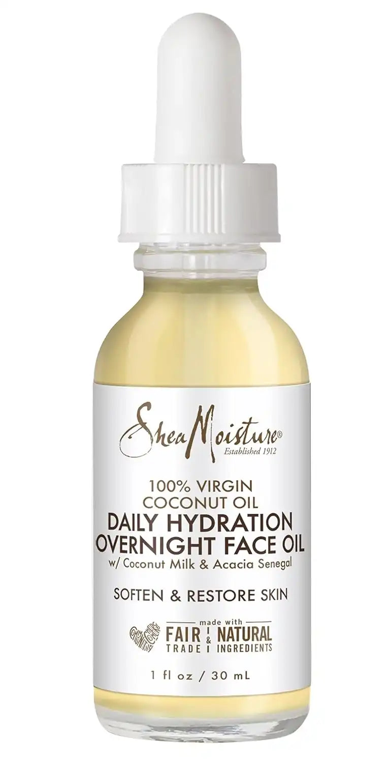 SheaMoisture Overnight Face Oil for All Skin Types 100% Virgin Coconut Oil for Daily Hydration 1 oz