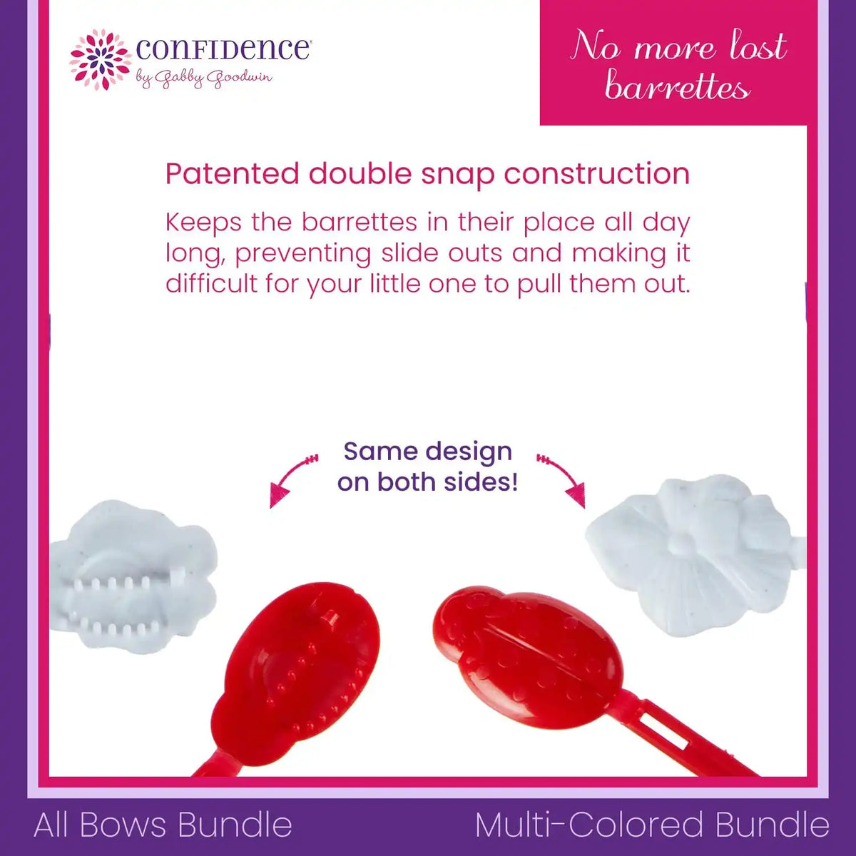 Confidence by GaBBY Goodwin - All GaBBY Bows Bundle - Non-Slip Barrettes – Bows that Stay in Place and Don't Slide Out – Double Sided Snap – 140 Pack – 14 Colors