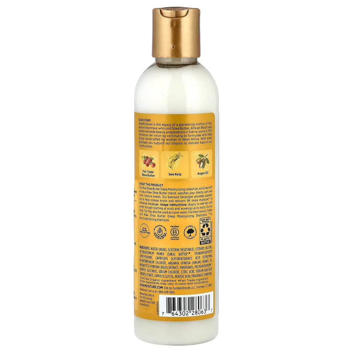 SheaMoisture Raw Shea Butter Deep Moisturizing Detangler for Dry, Damaged Hair, Hair Styling Product Formulated with Sea Kelp and Argan Oil 8 oz
