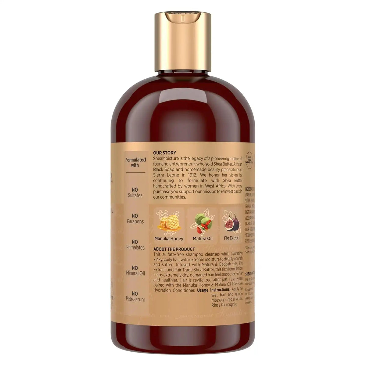 Shea Moisture Intensive Hydration Shampoo for Dry, Damaged Hair Manuka Honey and Mafura Oil Sulfate-Free 13 oz