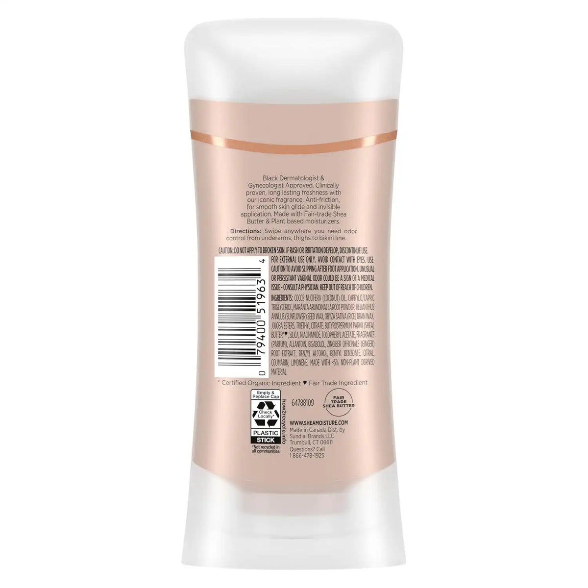 SheaMoisture Whole Body Deodorant Stick 72h Odor Control Fresh Aluminum Free 2.6 oz