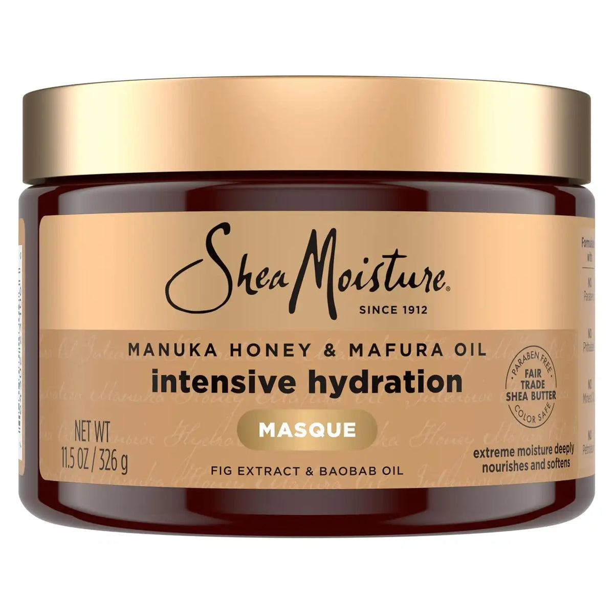 Shea Moisture Intensive Hydration Hair Masque Manuka Honey & Mafura Oil For Dry, Damaged Hair Deep Conditioning Hair Treatment 11.5 oz