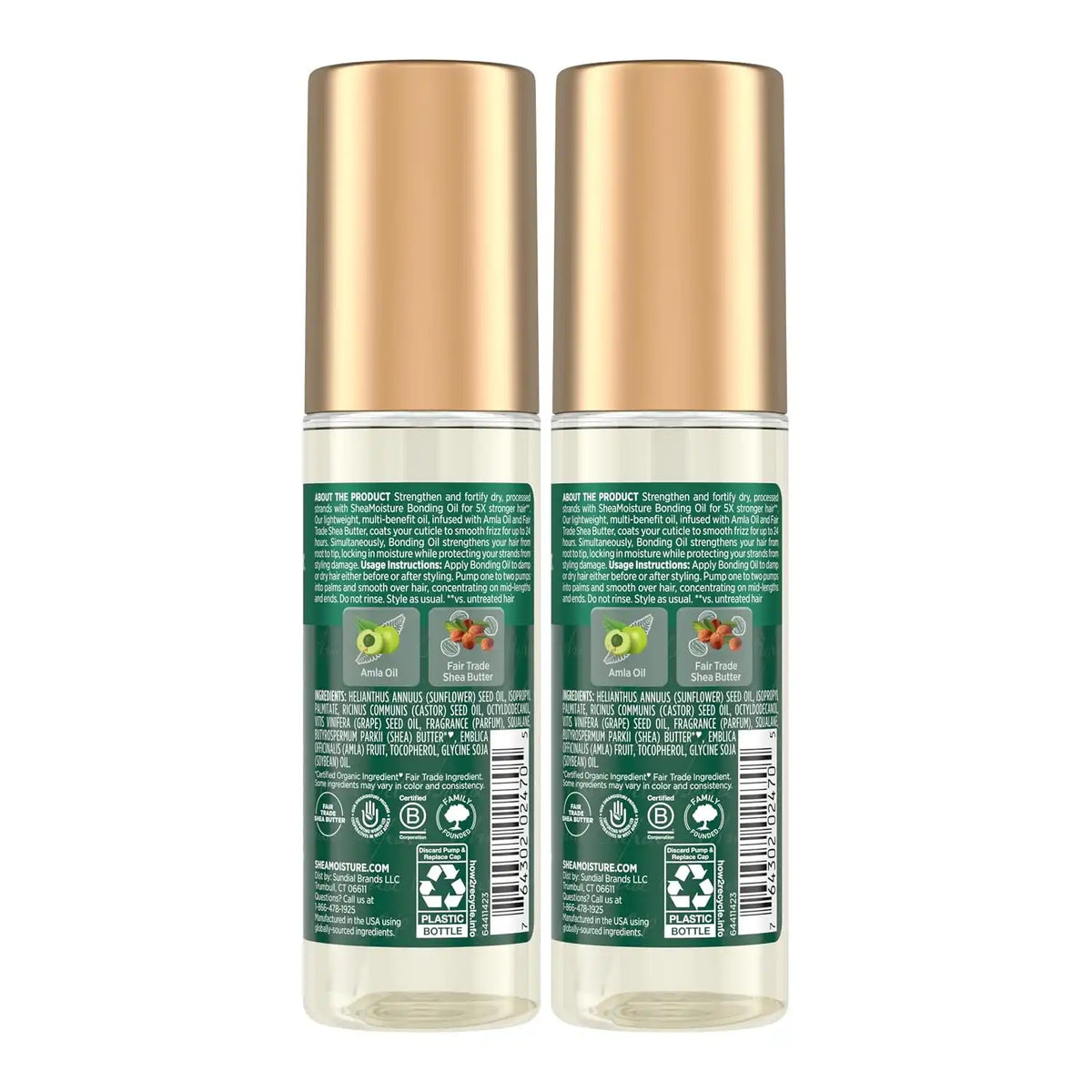 SheaMoisture Bonding Oil Amla Oil To Protect,Strengthen And Smooth Hair With Amla-Oil And Fair-Trade Shea Butter With 5X Strength-And 24-Hour Frizz & Humidity Control 3.3 Fl Oz,(Pack of 2)