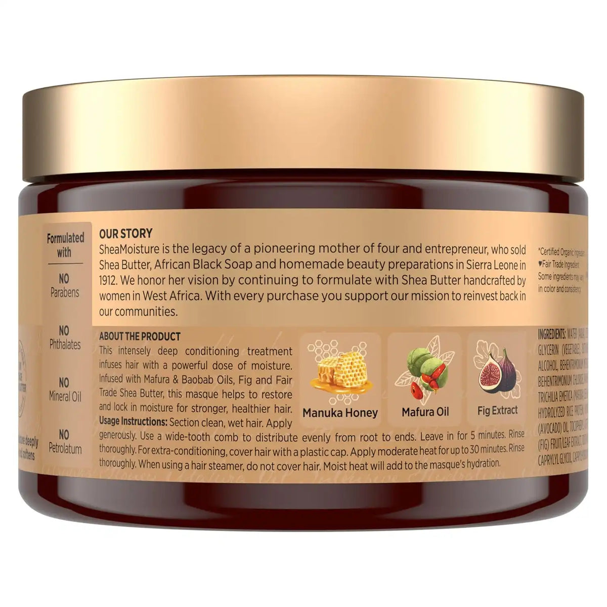 Shea Moisture Intensive Hydration Hair Masque Manuka Honey & Mafura Oil For Dry, Damaged Hair Deep Conditioning_Hair Treatment 11.5 oz (Pack of 12)