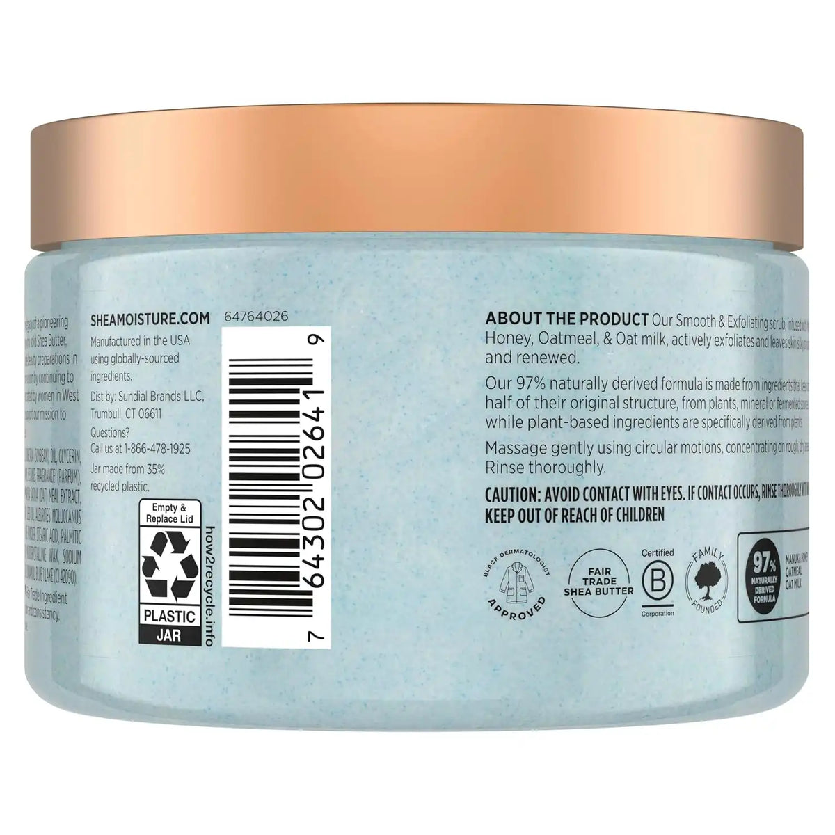 SheaMoisture Shea Sugar Body Scrub Manuka Honey Oatmeal 12 oz