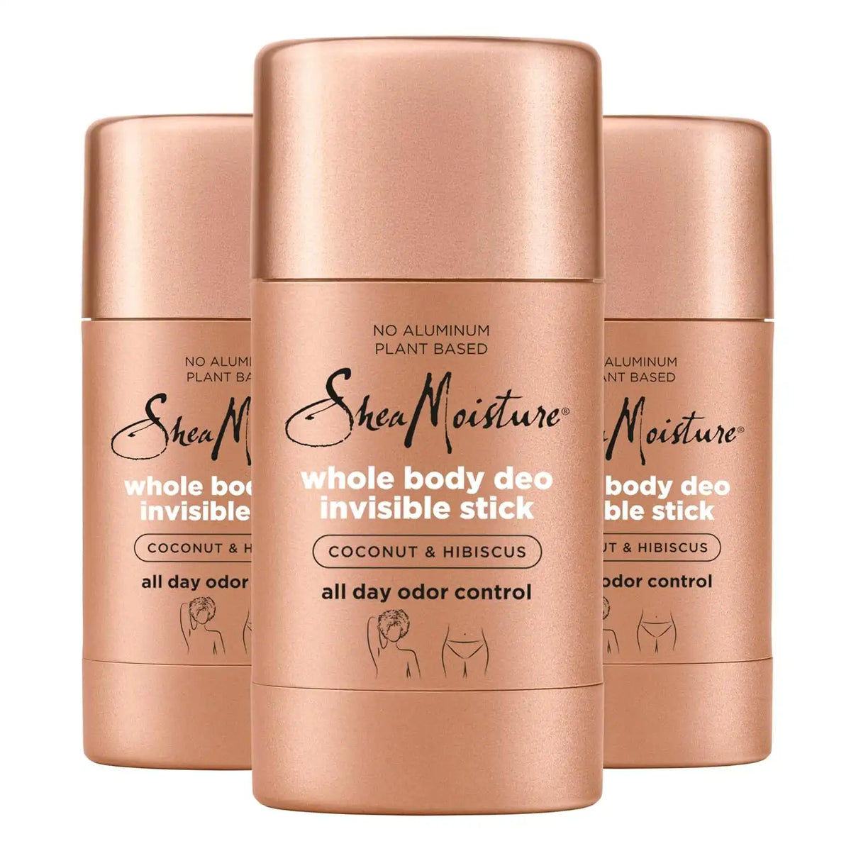 SheaMoisture Invisible Deo Stick Coconut & Hibiscus 3count Whole Body Plant Based, No Aluminum 2.6 oz