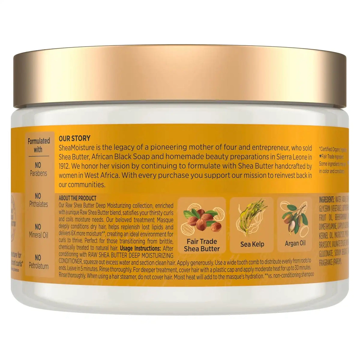 SheaMoisture Raw Shea Butter Deep Moisturizing Hair Masque for Curly Hair Raw Shea Butter Deep Conditioner to Moisturize and Renew-Hair 11.5 oz,(Pack of 2)